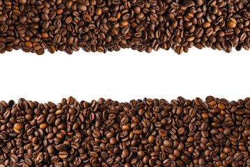 Fototapeta premium Top and Bottom Parallel Borders of Roasted Coffee Beans