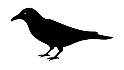 Obraz premium Black Crow Silhouette Vector - Raven Bird Profile Icon - Spooky Gothic Nature Graphic