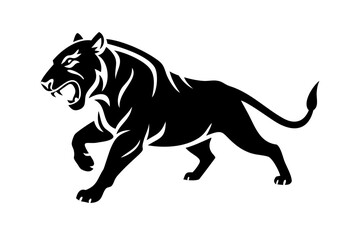 Obraz premium Tiger Head Silhouette Vector - Fierce Jungle Predator Face Symmetrical Mascot Icon