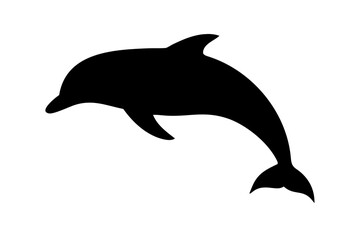 Obraz premium Leaping Dolphin Silhouette Vector - Elegant Marine Mammal Swimming Sea Life Graphic Icon