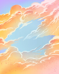 Illustration background of sky with clouds