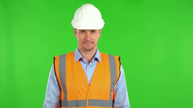 Energy site supervisor approving work progress on green screen