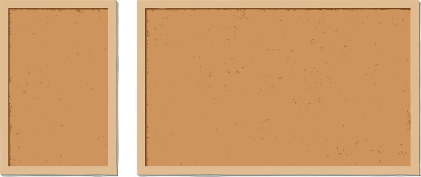 Realistic cork bulletin board set with wooden frame textured background isolated vector collection