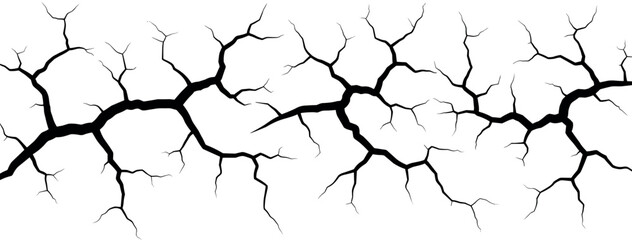 Realistic ground crack texture with branching fracture lines isolated vector illustration © Honey!