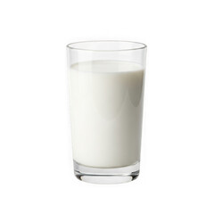 A tall glass of fresh milk standing on a table isolated on transparent background