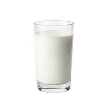 A tall glass of fresh milk standing on a table isolated on transparent background