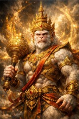 Obraz premium Hanuman: The Golden Warrior Monkey God