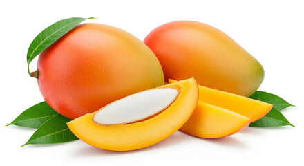 ripe mangos on white background
