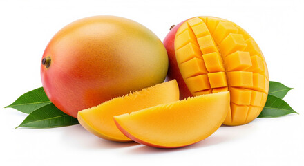ripe mangos on white background
