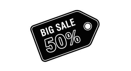 Obraz premium Big Sale 50 Percent Discount Tag Black Promotional Label Design
