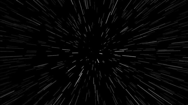 A seamless starfield galaxy tunnel loop featuring white glowing stars on a deep black background. Perfect for hyperspace travel, sci-fi animations, VFX, cosmic scenes, space exploration videos
