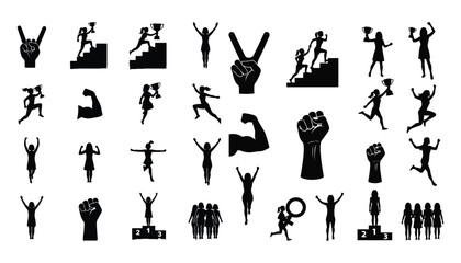 Obraz premium Gender equality business silhouette icons collection