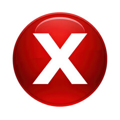 Obraz premium Red button with white cross symbol cancel reject
