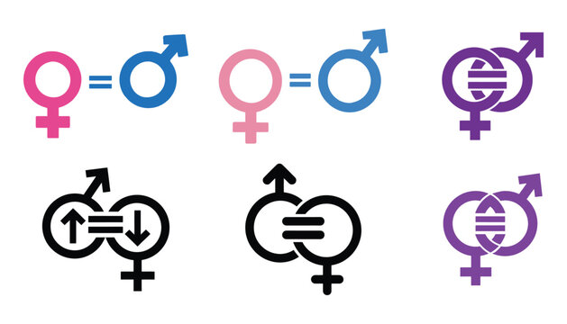 Gender equality business silhouette icons for parity and inclusion