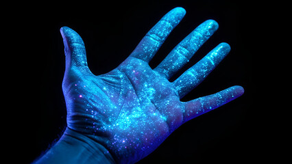 bacteria on hand in uv light