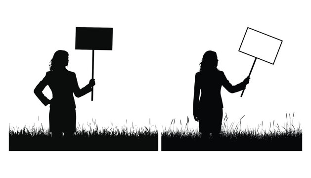 Gender equality business silhouette with protest signs