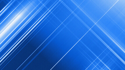 Fototapeta premium A composition of diagonally intersecting white and blue lines on a bright blue background. This design conveys the impression of speed, light, and clean energy.