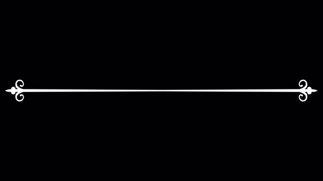 Elegant White Flourish Line on Black Background for Design Elements.