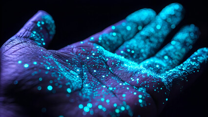 bacteria on hand in uv light