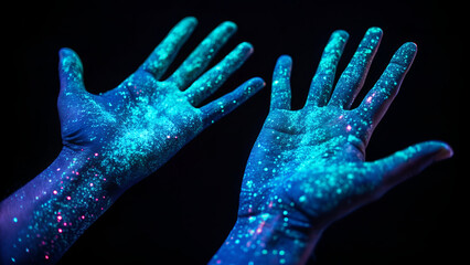 bacteria on hand in uv light
