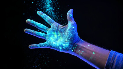 bacteria on hand in uv light