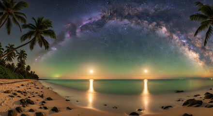 Sea At Night Beach coconut trees
