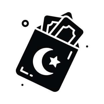A modern glyph icon representing eidi envelope gift for eid