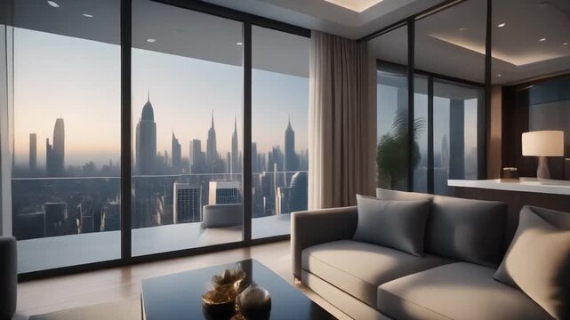 Modern Apartment with City View and Open Kitchen