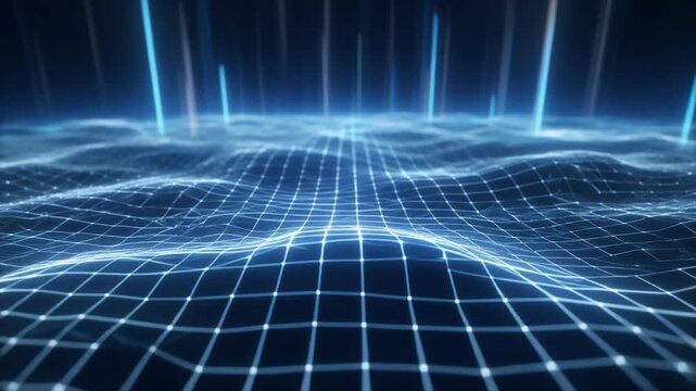 Digital Grid Landscape: Abstract Tech Background