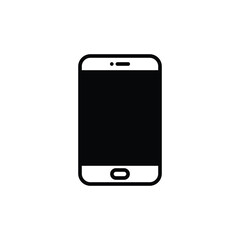 A simple black and white illustration of a smartphone on a plain background