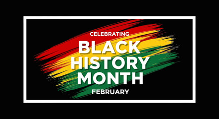Fototapeta premium Celebrating Black History Month with Red, Yellow, and Green Brush Strokes on Black