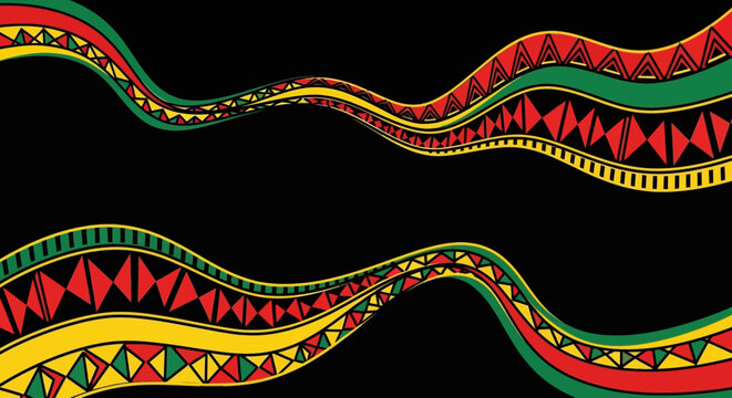 Rasta Colors Pattern Wave Abstract Ethnic Background with Geometric Shapes