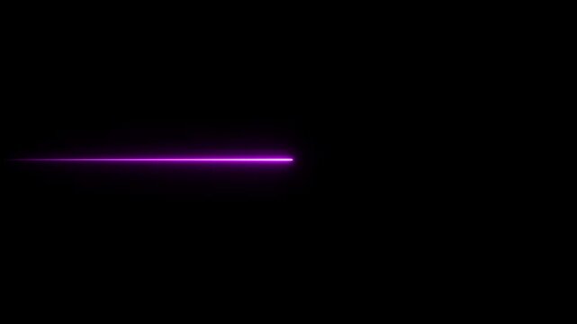 Dynamic modern bright neon line illuminating lights diffusion and energy pulse, perfect for futuristic technology concepts. Straight neon laser line with subtle light on black background.
