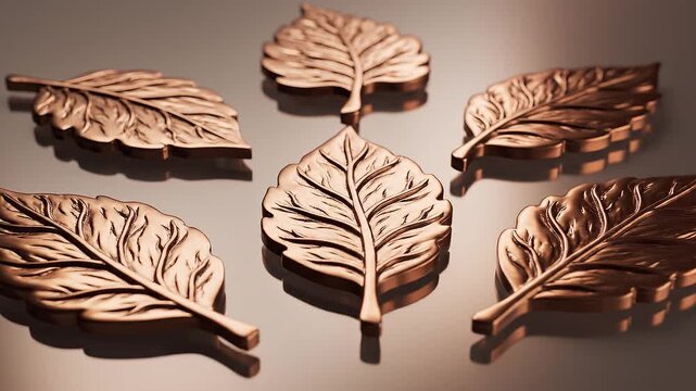 Copper Metal Leaves Decoration Objects.