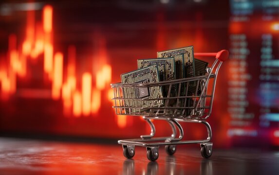 Shopping Cart Filled with High-End Computer Processors