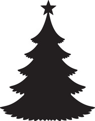 Obraz premium Black silhouette of a christmas tree isolated on transparent background
