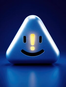 Modern 3D warning icon with glowing exclamation mark, alert and notification concept ideal for app and system interface design