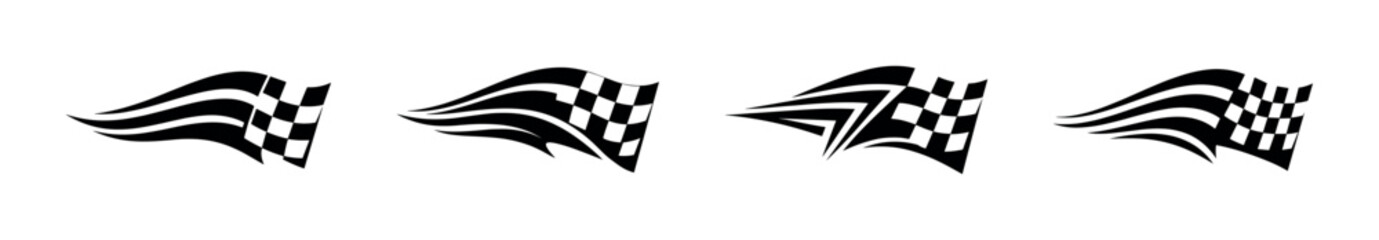 Fototapeta premium Checkered flag vector icons set. racing symbols and competition flags