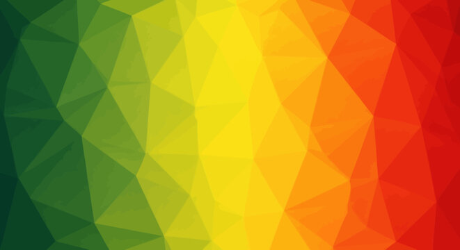 Abstract Low Poly Geometric Pattern Background in Vibrant Green, Yellow, Orange, and Red Gradient