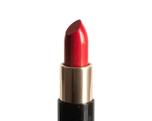 Fototapeta premium Red Lipstick Isolated – Classic Bright Red Makeup Tube on White
