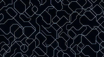 Fototapeta premium Modern geometric pattern with neon blue hexagons on black background
