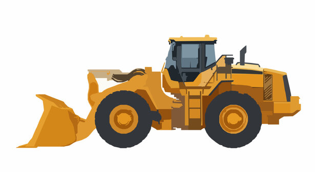 Yellow front end loader heavy equipment side view vector EPS 10
