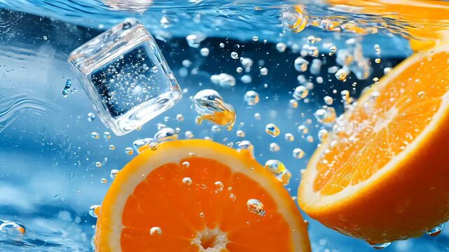 FreshOrangeSliceswithIceinBlueSoda