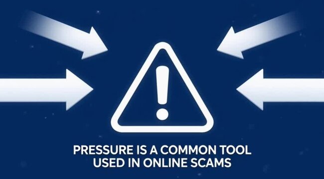 Pressure as a Common Tactic Used in Online Scams Awareness Message