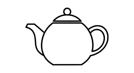 Fototapeta premium Vector Outline Teapot Icon Black Minimal Tea Pot Illustration for Web Design