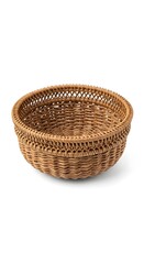 Round Wicker Basket Isolated on White Background