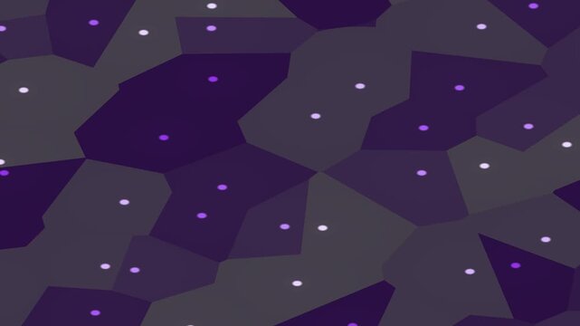 Abstract geometric pattern with dark purple and gray shapes and white dots.
