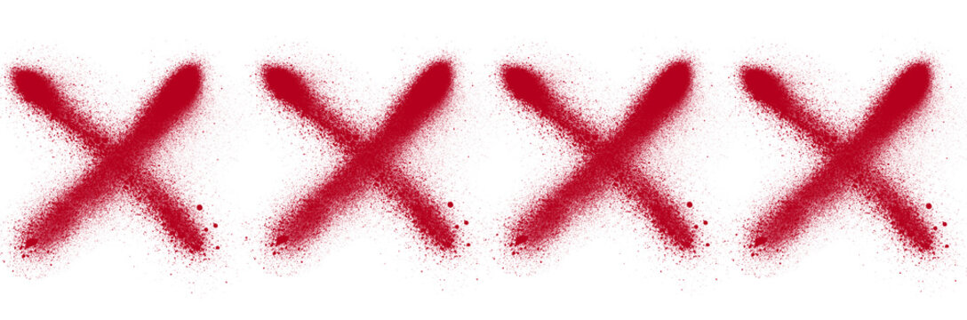 Four Red X Marks in Spray-Painted Rhythm: A Minimalist Study of Repetition, Texture, and Urban Aesthetic
