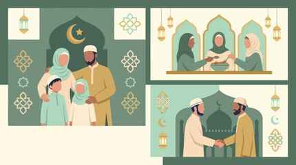 Fototapeta premium Eid Mubarak Celebrations - Family, Friends, and Festive Greetings.