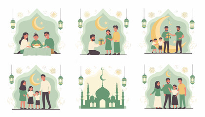 Fototapeta premium Eid Mubarak Family Celebrations - Joyful Moments and Festive Traditions.